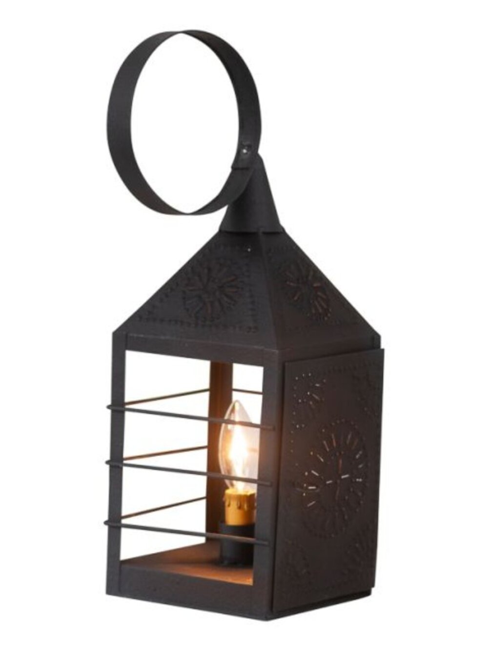 New Rustic Farmer's Lantern Light in Textured Black
